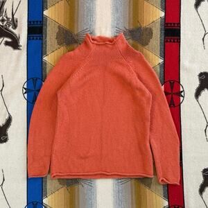 Vintage Women’s L.L. Bean Roll Neck Sweater Size XL Orange Fisherman Fair Isle